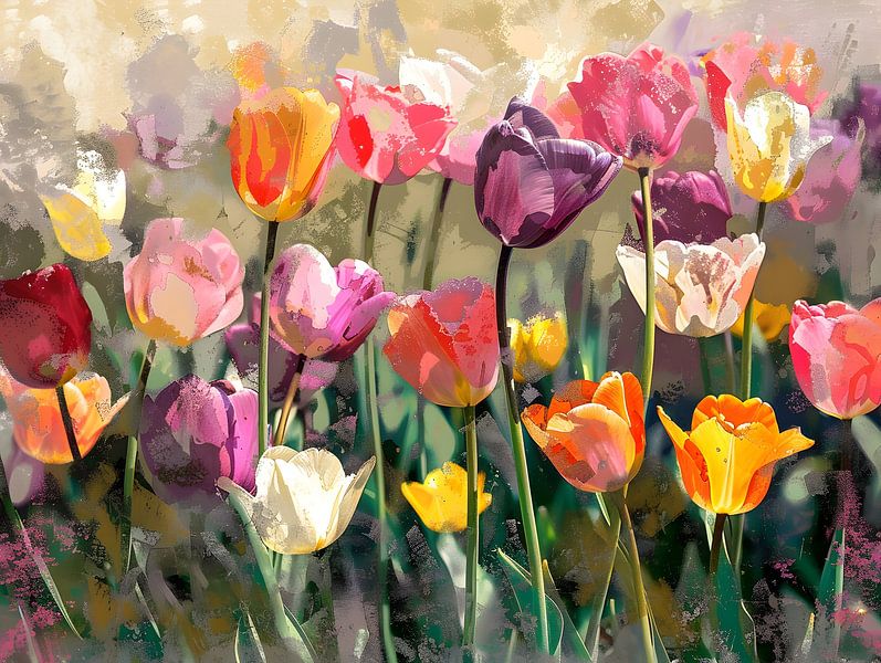 Tulip bed expressionist VI by Petra Dreiling-Schewe