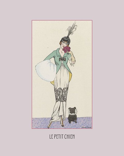 Le petit chien - pastel, printemps, chien, impression de mode art déco par NOONY