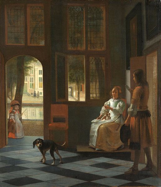 Die Überreichung eines Briefes auf eienr Veranda, Pieter de Hooch von Meisterhafte Meister