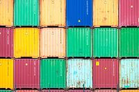 Stacked colourful containers