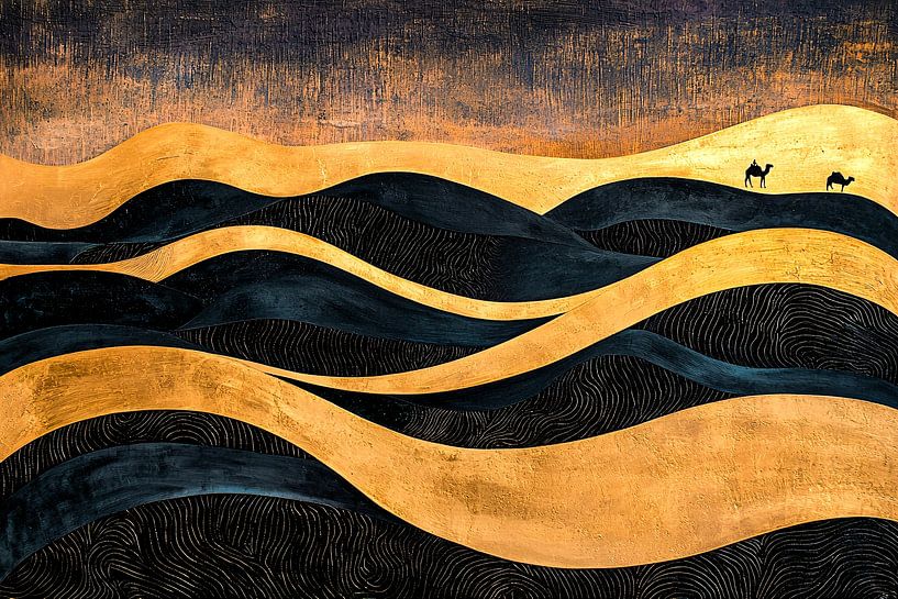 Golden sand dunes with silhouettes by Imperial Art House