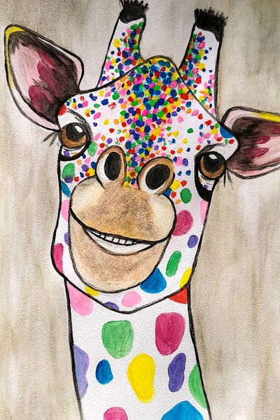 Giraffe Abstract Watercolours in Various Colours by Art By Dominic