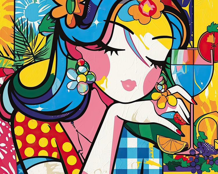 Femme colorée avec des fruits par OMG Art