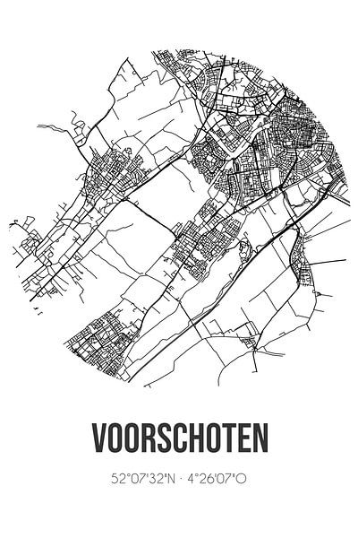 Voorschoten (Südholland) | Karte | Schwarz und Weiß von Ortsdrucke