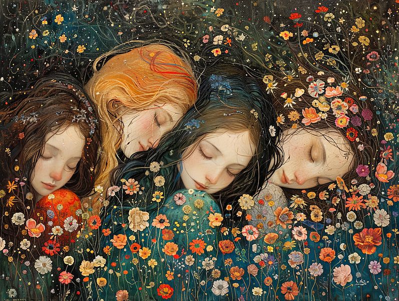 women flowers and stars by Egon Zitter