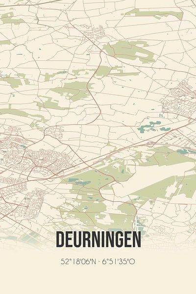 Carte ancienne de Deurningen (Overijssel) par Affiches de lieux