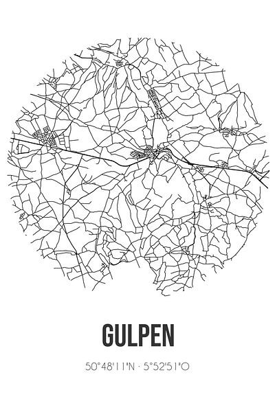 Gulpen (Limburg) | Map | Black and white by Prints of Place
