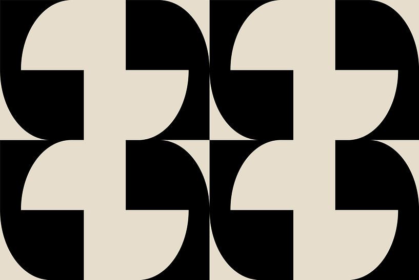 Formes géométriques rétro modernes abstraites et minimalistes en blanc et noir 2 par Dina Dankers