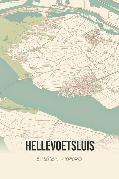 Vieille carte de Hellevoetsluis (Hollande méridionale) par Affiches de lieux