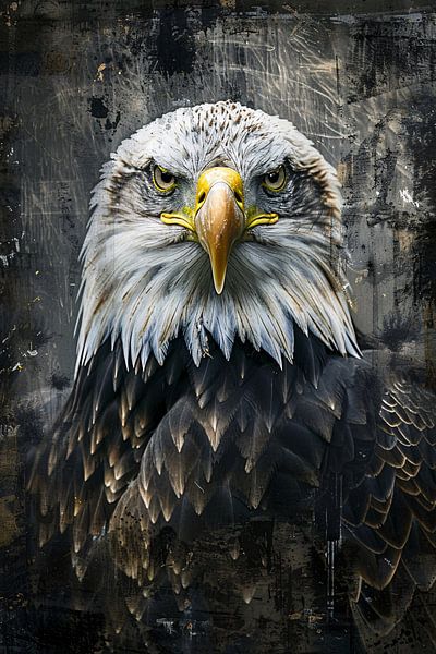 Mysterious eagle portrait in rustic style by Art & Soul Creations