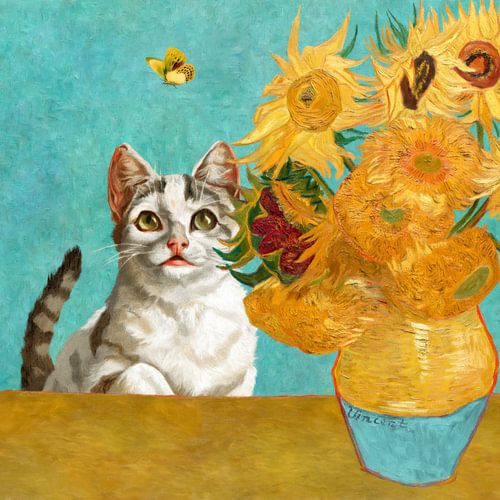 Vincent van Gogh's Cat (and a butterfly) sur Marja van den Hurk