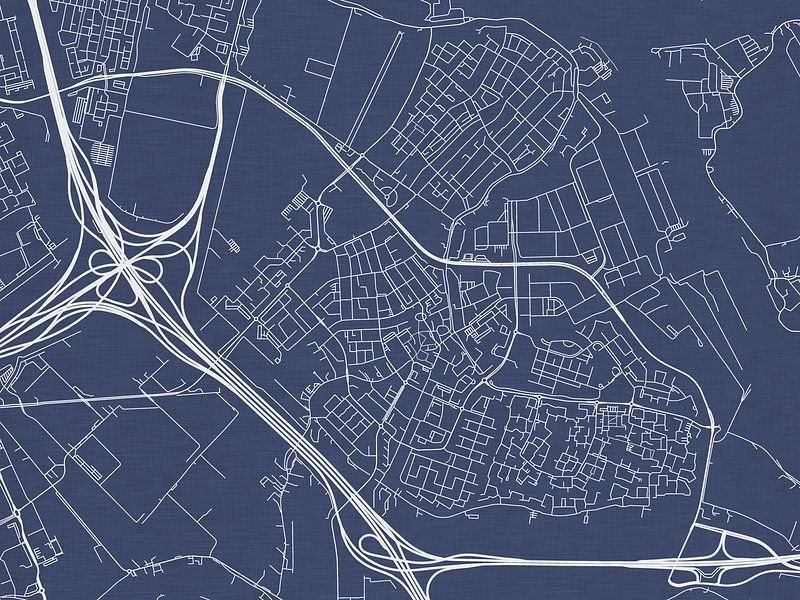 Karte von Ridderkerk in Königsblau von De Kaartenwinkel