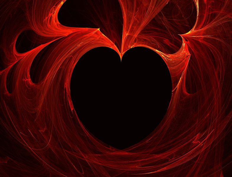 Forme de cœur rouge sur fond noir par Eye on You