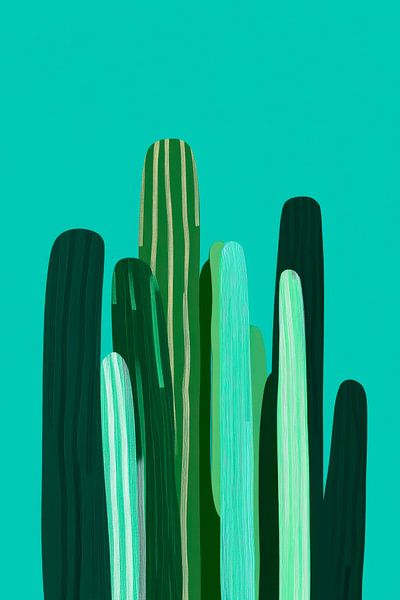 Kaktusillustration in Grüntönen von Poster Art Shop