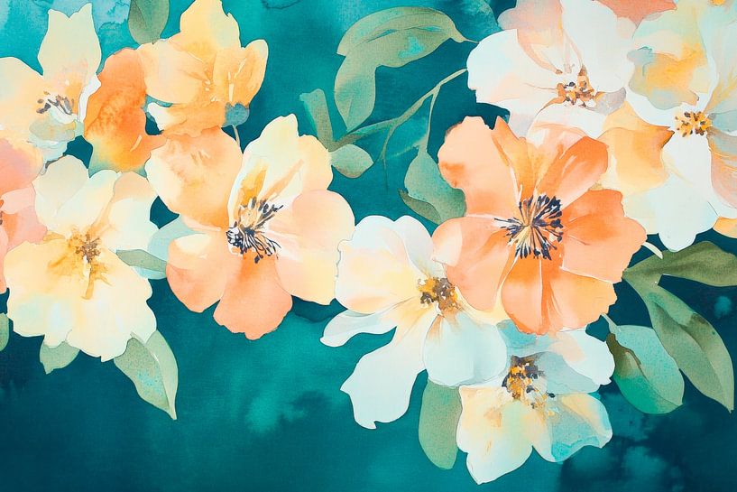 Delicate bloemen in zachte kleuren van Poster Art Shop
