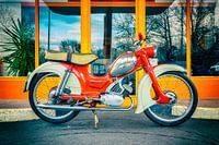 Zündapp Combinette vor 60er Jahre Tankstelle