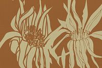 Grandes fleurs blanches sur jaune ocre. Art botanique minimaliste