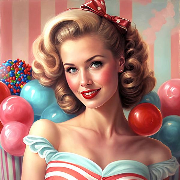 Vintage, the candy girl 1 by Carla van Zomeren