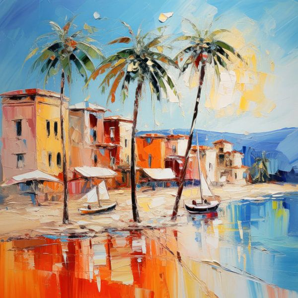 Plage avec palmiers par ARTemberaubend