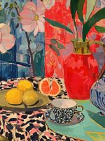 Vibrant Still Life with Lemons and Flowers