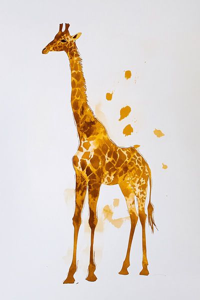 Aquarelle minimaliste de girafe par Imperial Art House