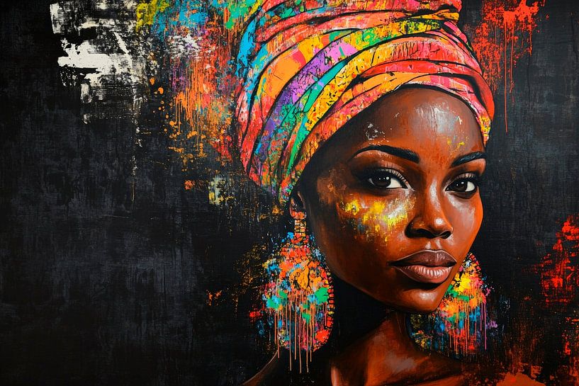 Farbenfrohes Porträt einer Frau von Poster Art Shop