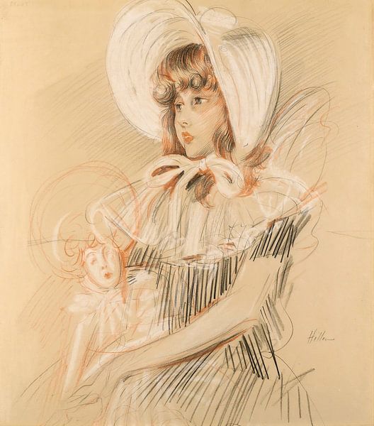 Paul César Helleu - Petite fille tenant sa poupée par Peter Balan