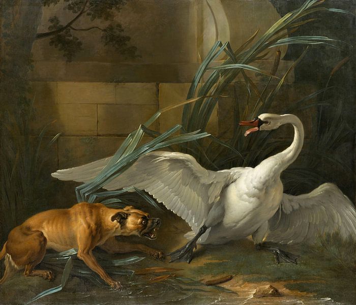 Schwan von einem Hund angegriffen, Jean-Baptiste Oudry von Meisterhafte Meister