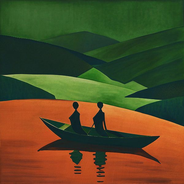 African sunset seen from a boat by Jan Keteleer