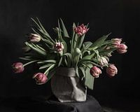 Tulpen in einer Papiervase | bildende Kunst Stillleben Farbfotografie | Wandkunst drucken