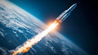 Lancement d'une fusée dans l'espace