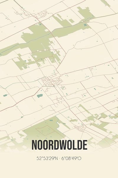 Carte ancienne de Noordwolde (Fryslan) par Affiches de lieux