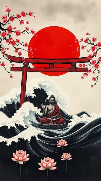 Buddha / Boeddha Sumi-e Japanische Malerei von MIROKKU