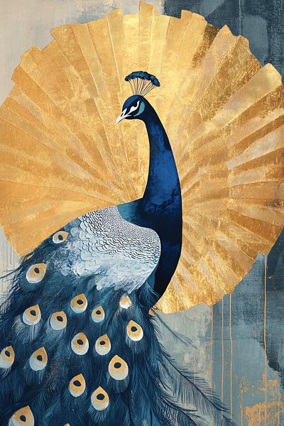 Blauer Pfau mit goldenen Akzenten von Imperial Art House
