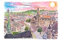 Saarbrücken Germany City view of the Old Town Hall at sunset