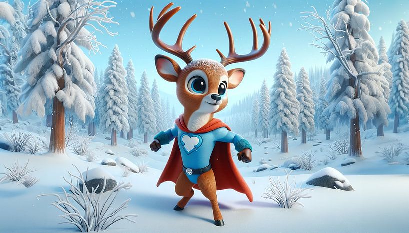 Chevreuil héroïque dans la forêt hivernale magique par artefacti