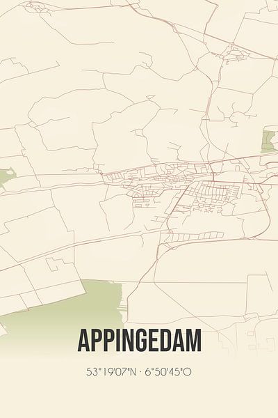 Alte Karte von Appingedam (Groningen) von Ortsdrucke
