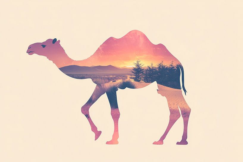 Kamel im Landschaftsbild von Poster Art Shop