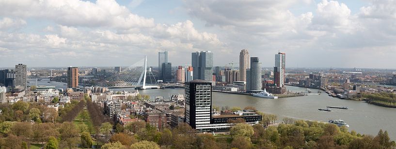 Skyline von Rotterdam mit Blick auf die Erasmusbrücke und den Kop van Zuid von W J Kok