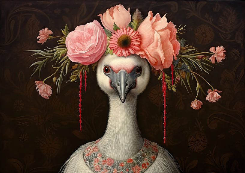 Malerei Vogel Blumen von Abstraktes Gemälde