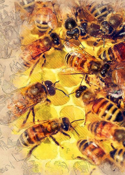 Abeilles art animalier #bee #bees par JBJart Justyna Jaszke