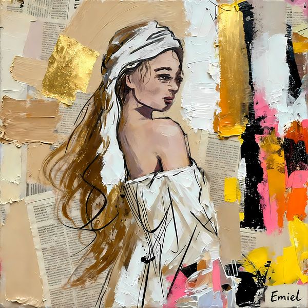 Girl in mixed media by Emiel de Lange