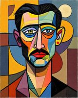 Kubismus Portrait Poster – Abstraktes Gesicht im Picasso-Stil