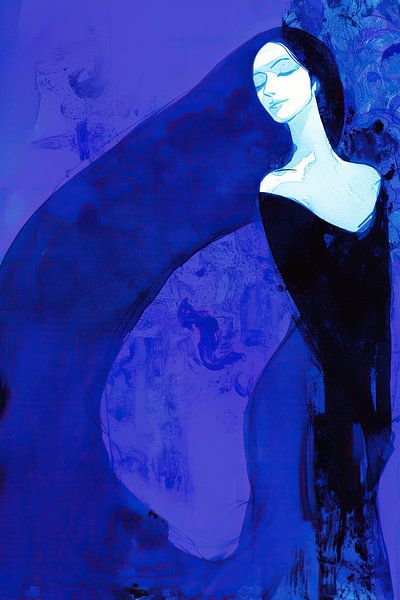 Femme mystère bleue par Peintures accrocheuses