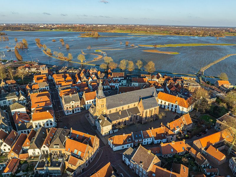 Hattem am Ufer der IJssel mit Überschwemmungsgebieten von Sjoerd van der Wal Fotografie