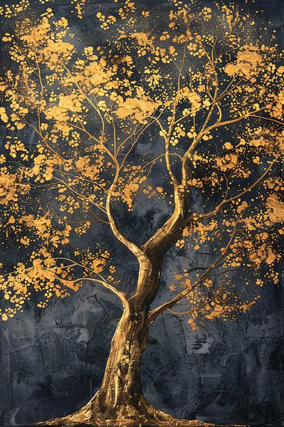 Large tree with golden leaves art by Art & Soul Creations