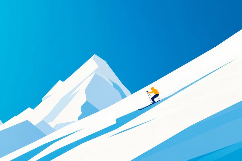 Skiing in the high mountains by Poster Art Shop