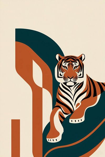 Modern tiger in Art Deco style by Art & Soul Creations