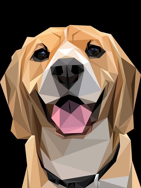 Abstracte bruine hond tong uit lage poly van Yoga Art 15