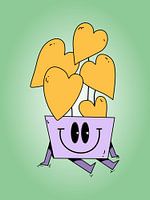 Cartoon Heart Plant in Pot Character